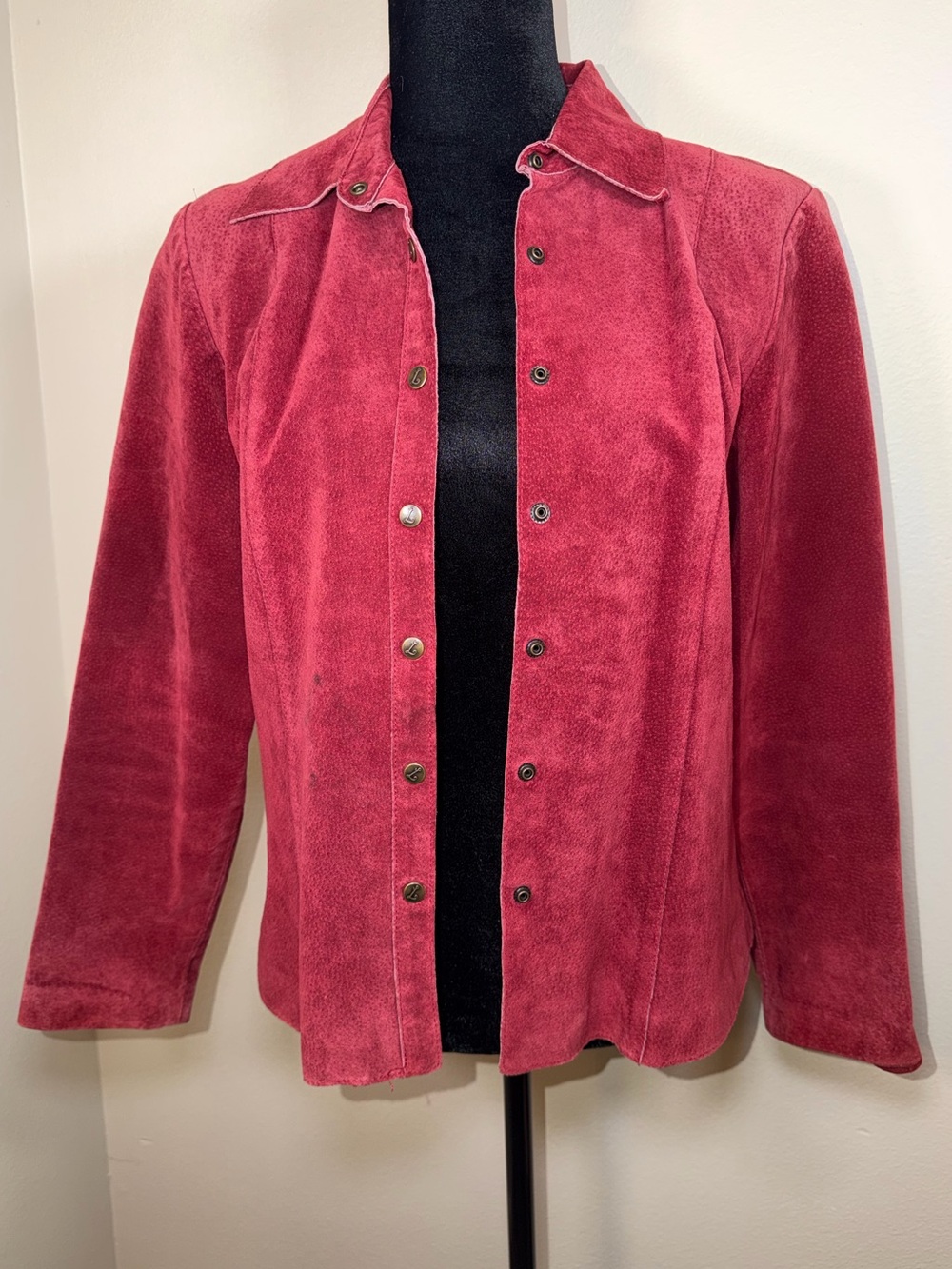 Vintage Live a Little Red Suede Leather Jacket Y2K Whimsy Fall Lightweight Coat